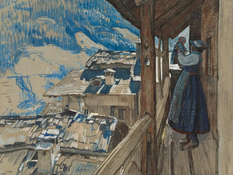 1876-Édouard Eugène Francis Vallet - Sulla galleria, Hérémence. 1908